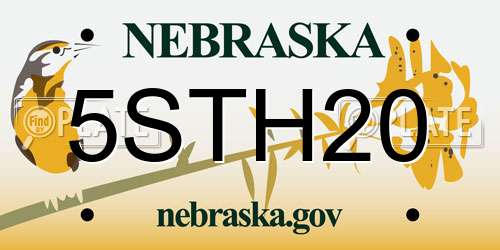5STH20 Nebraska License Plate