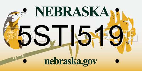 5STI519 Nebraska License Plate