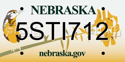 5STI712 Nebraska License Plate