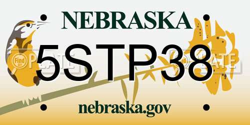 5STP38 Nebraska License Plate