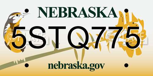 5STQ775 Nebraska License Plate