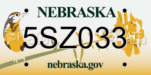 5SZ033 Nebraska License Plate