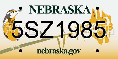 5SZ1985 Nebraska License Plate