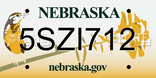 5SZI712 Nebraska License Plate