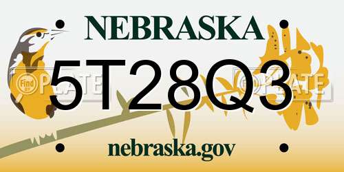 5T28Q3 Nebraska License Plate