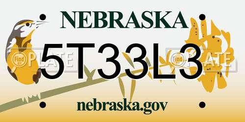 5T33L3 Nebraska License Plate