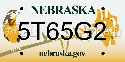 5T65G2 Nebraska License Plate