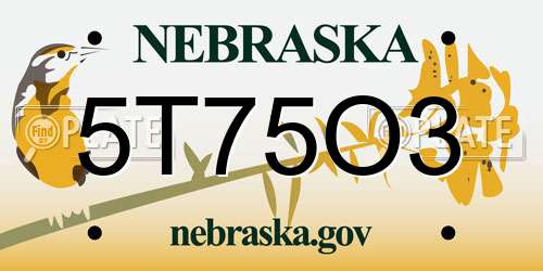 5T75O3 Nebraska License Plate