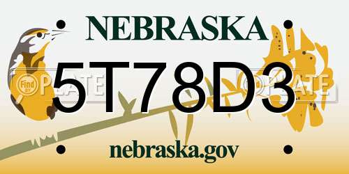 5T78D3 Nebraska License Plate