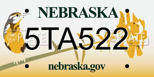 5TA522 Nebraska License Plate