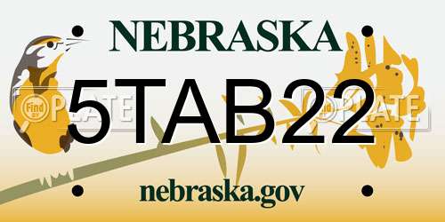 5TAB22 Nebraska License Plate
