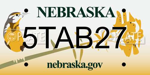 5TAB27 Nebraska License Plate