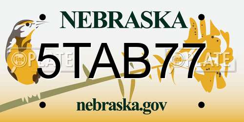 5TAB77 Nebraska License Plate
