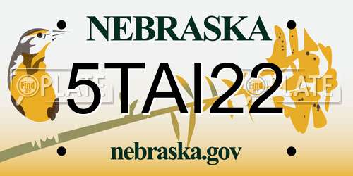 5TAI22 Nebraska License Plate