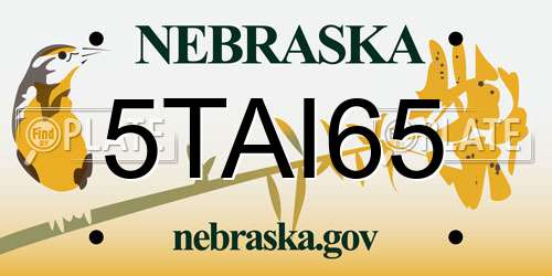 5TAI65 Nebraska License Plate