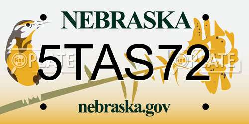 5TAS72 Nebraska License Plate