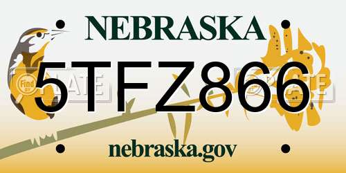 5TFZ866 Nebraska License Plate