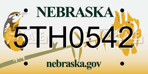 5TH0542 Nebraska License Plate