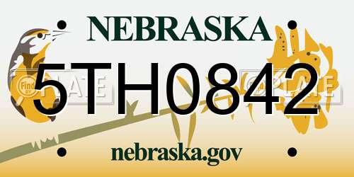 5TH0842 Nebraska License Plate