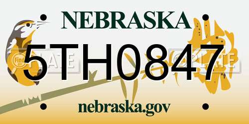 5TH0847 Nebraska License Plate