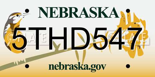 5THD547 Nebraska License Plate