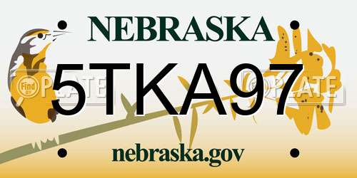 5TKA97 Nebraska License Plate
