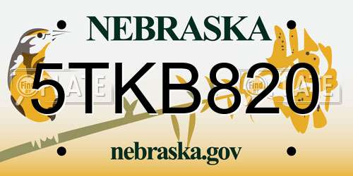 5TKB820 Nebraska License Plate