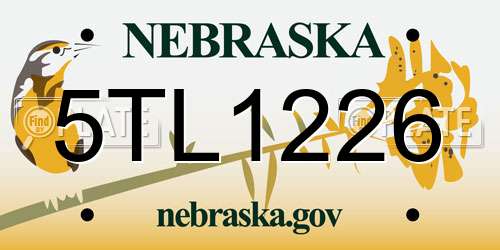 5TL1226 Nebraska License Plate
