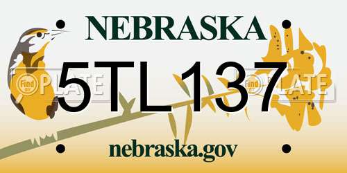 5TL137 Nebraska License Plate