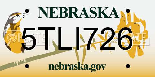 5TLI726 Nebraska License Plate