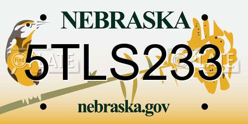 5TLS233 Nebraska License Plate
