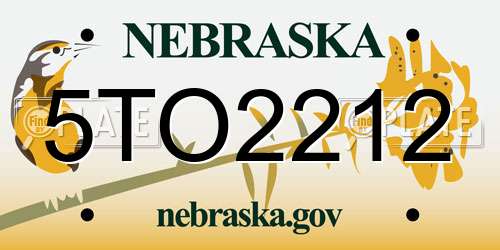 5TO2212 Nebraska License Plate