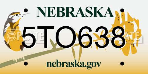 5TO638 Nebraska License Plate