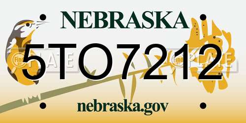 5TO7212 Nebraska License Plate