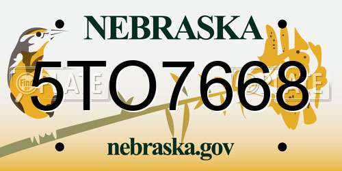 5TO7668 Nebraska License Plate
