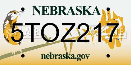 5TOZ217 Nebraska License Plate