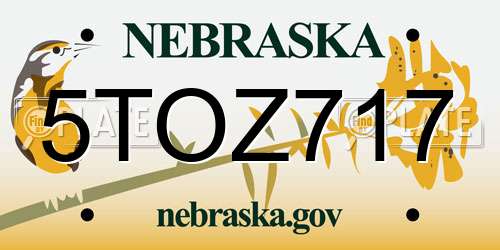 5TOZ717 Nebraska License Plate