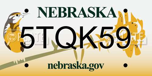 5TQK59 Nebraska License Plate