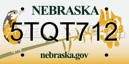 5TQT712 Nebraska License Plate