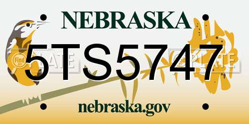 5TS5747 Nebraska License Plate