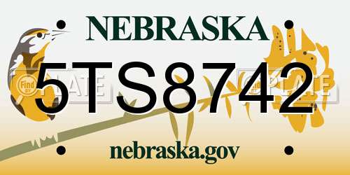 5TS8742 Nebraska License Plate