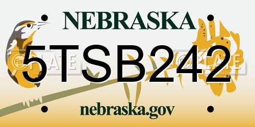 5TSB242 Nebraska License Plate
