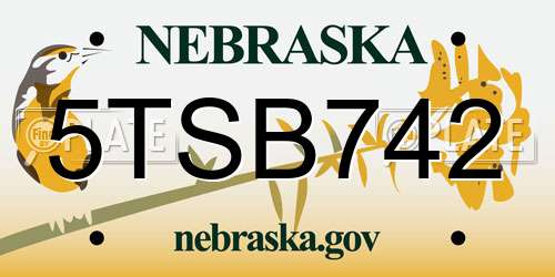 5TSB742 Nebraska License Plate