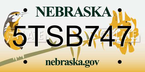 5TSB747 Nebraska License Plate