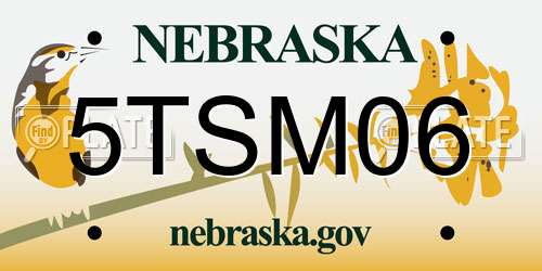 5TSM06 Nebraska License Plate