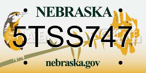 5TSS747 Nebraska License Plate