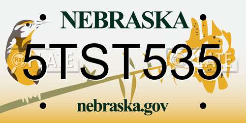 5TST535 Nebraska License Plate