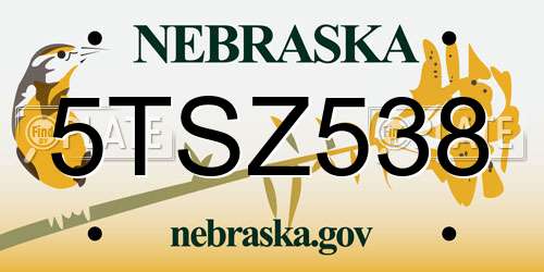 5TSZ538 Nebraska License Plate