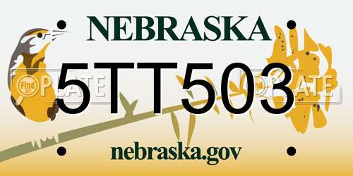 5TT503 Nebraska License Plate