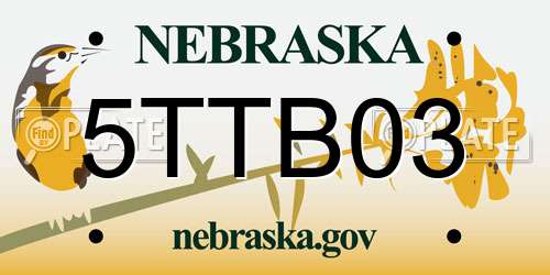 5TTB03 Nebraska License Plate